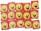 15 20mm Red and Yellow Beads Wooden Rectangle Happy Face Beads - Two Hole Emoji Beads